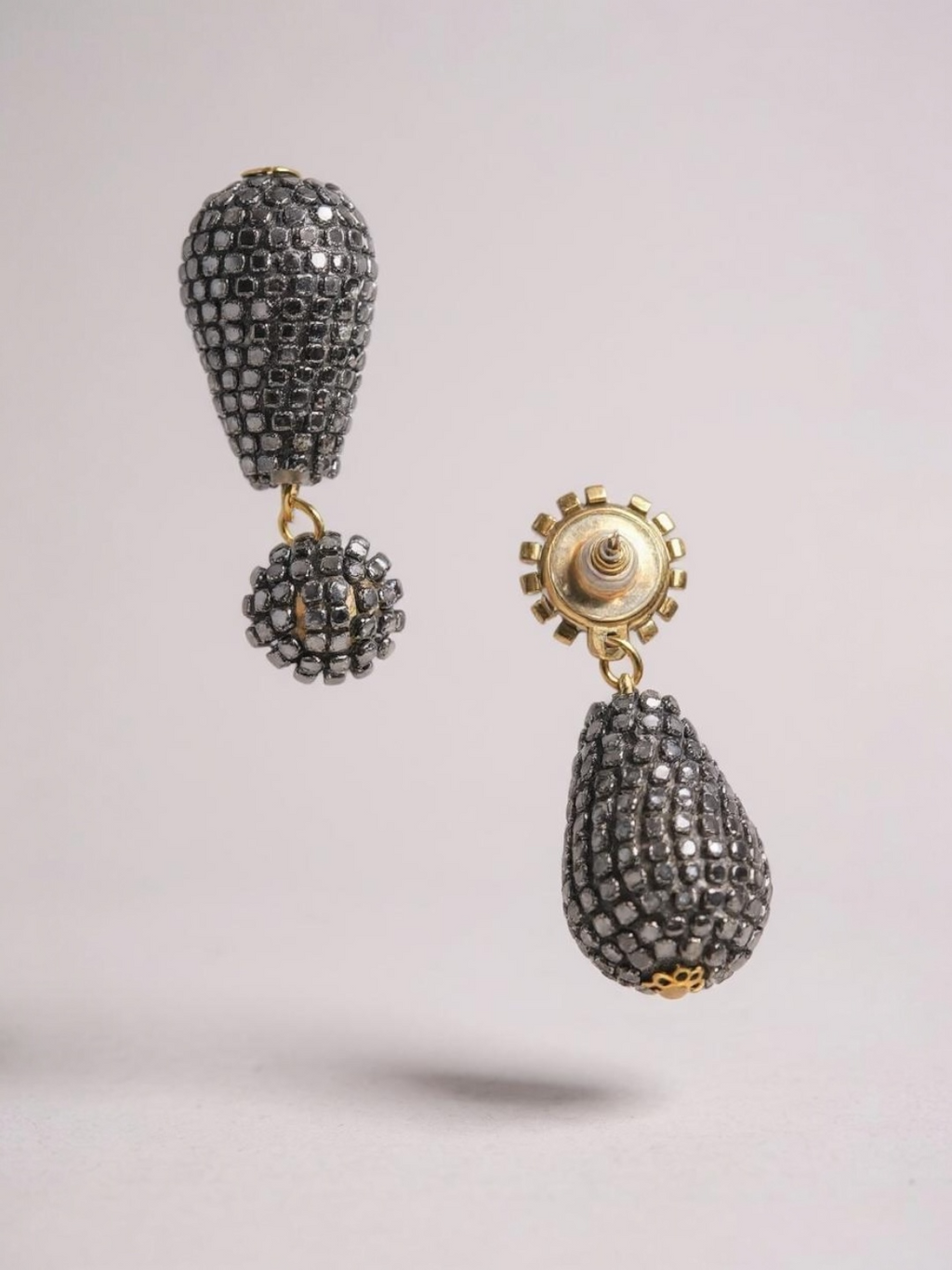 Designer Black Rhinestone Earrings