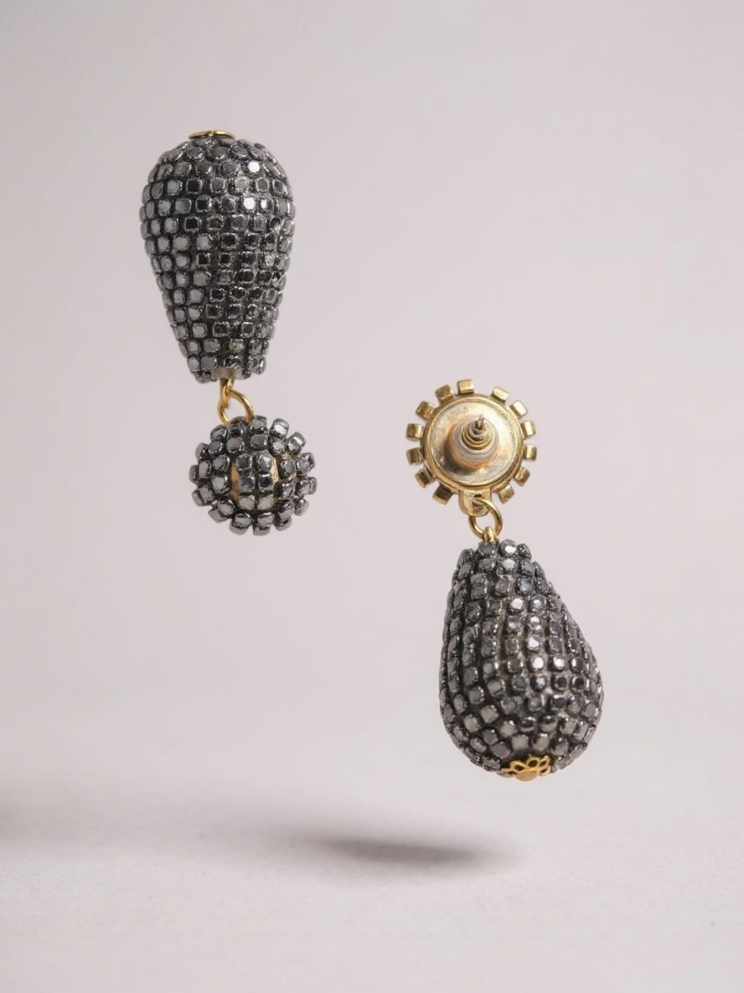 Designer Black Rhinestone Earrings