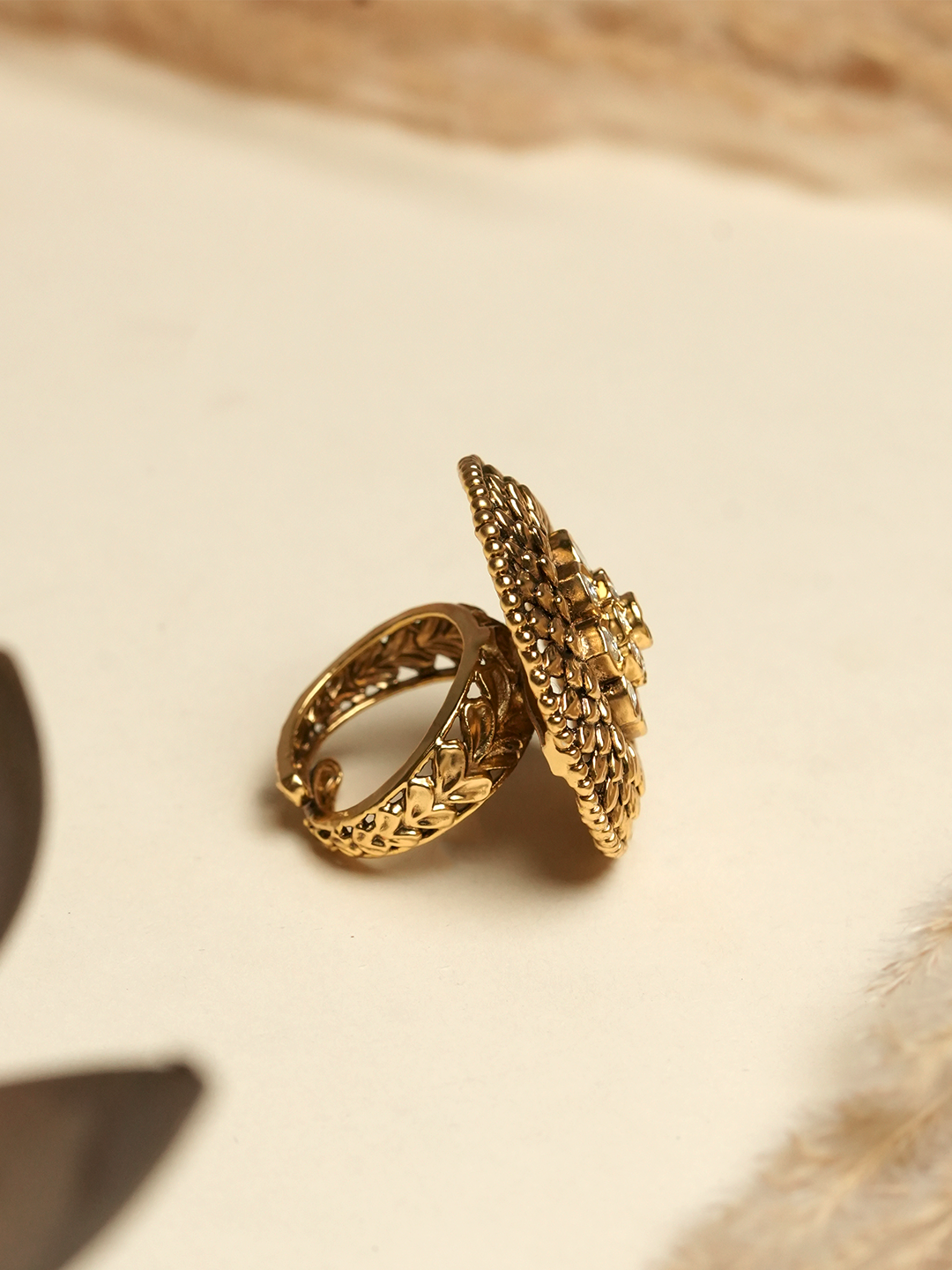 Big Round White Antique Ring
