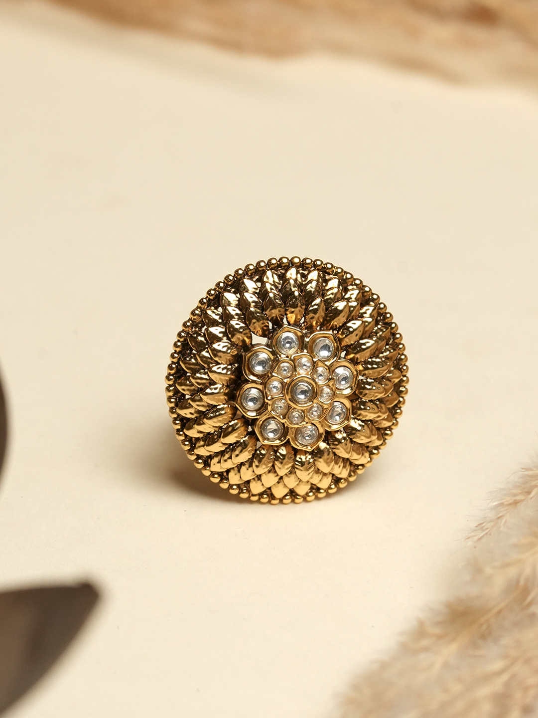 Big Round White Antique Ring