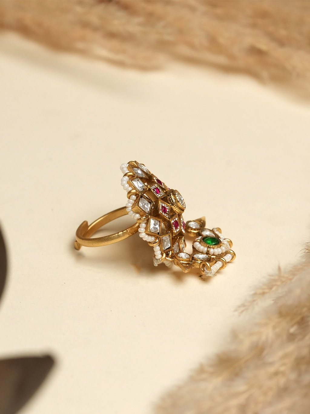 Designer CZ Gold Polish Ring