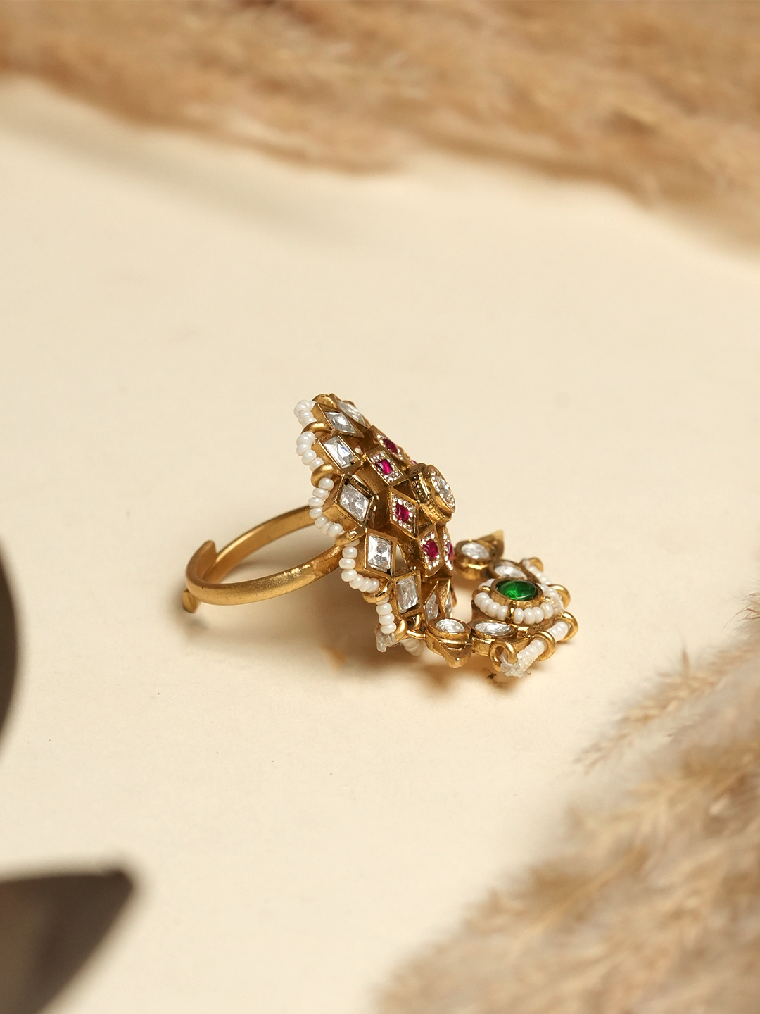 Designer CZ Gold Polish Ring