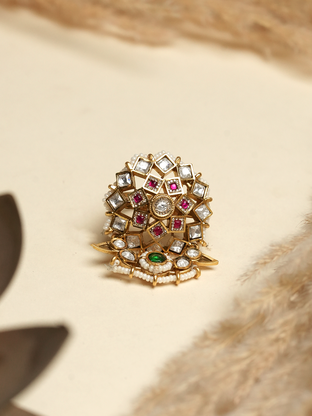 Designer CZ Gold Polish Ring