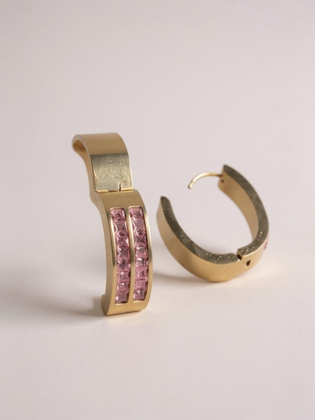 Pink CZ Stone Hoops