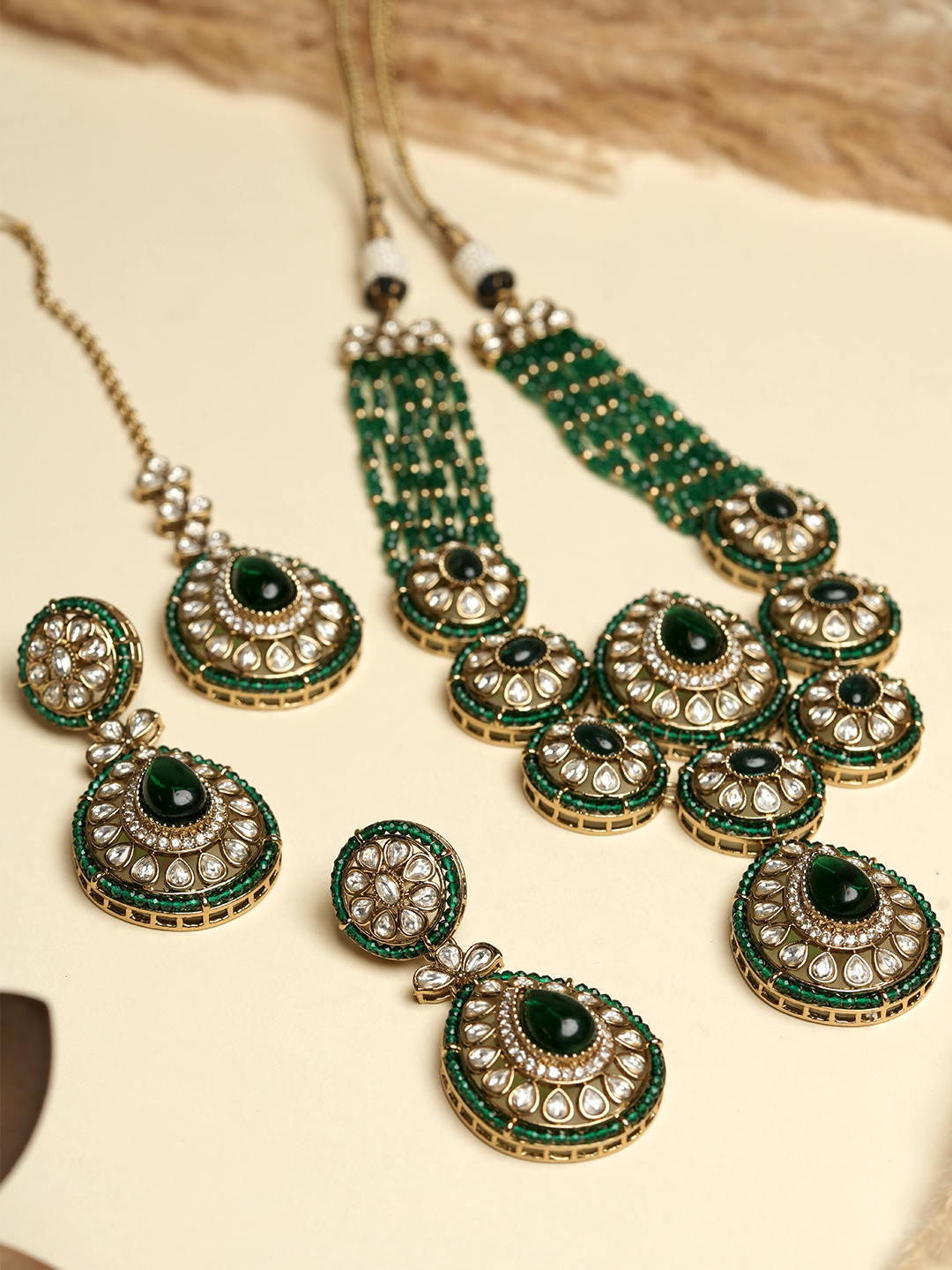 Green Mehendi Polish Heavy Necklace