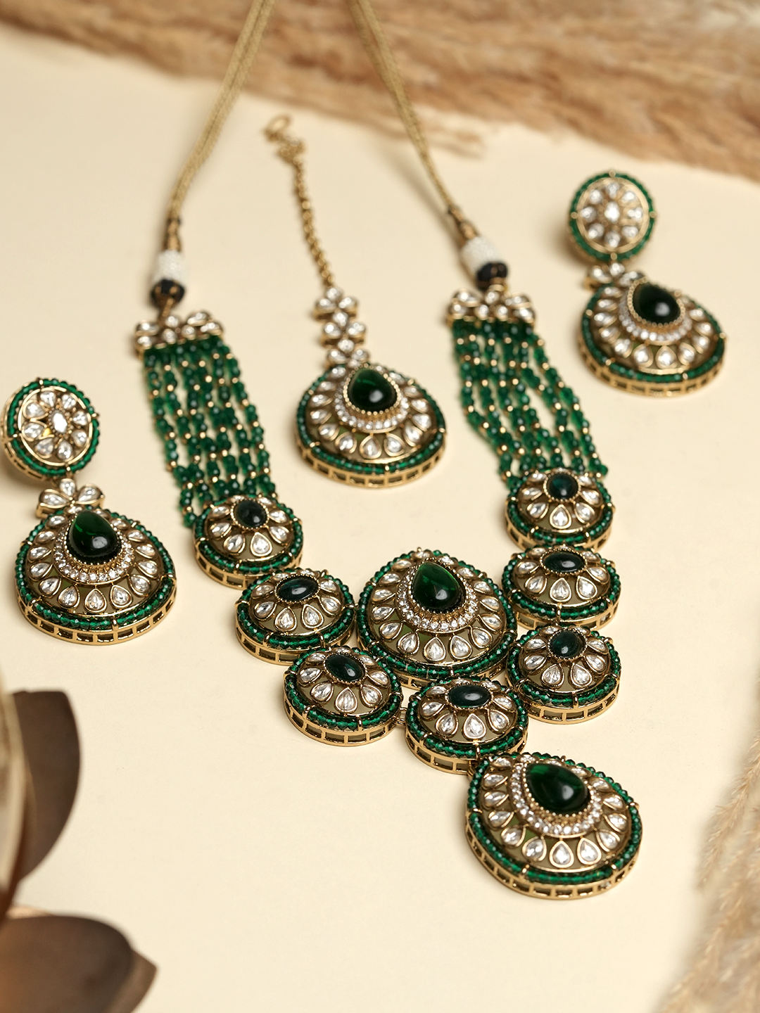 Green Mehendi Polish Heavy Necklace