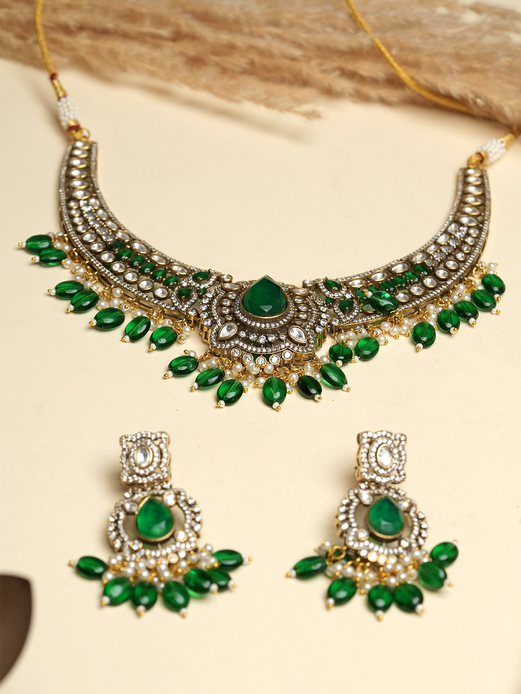 Green Designer Mehendi Polish Necklace