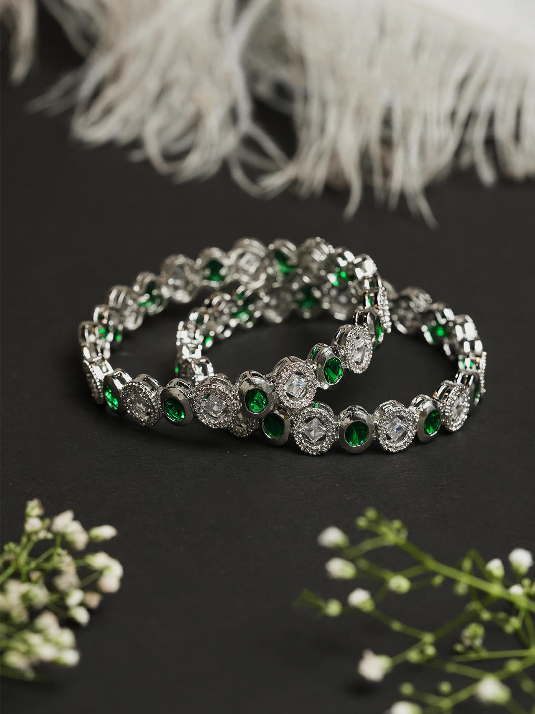 Green Stone AD Bangles