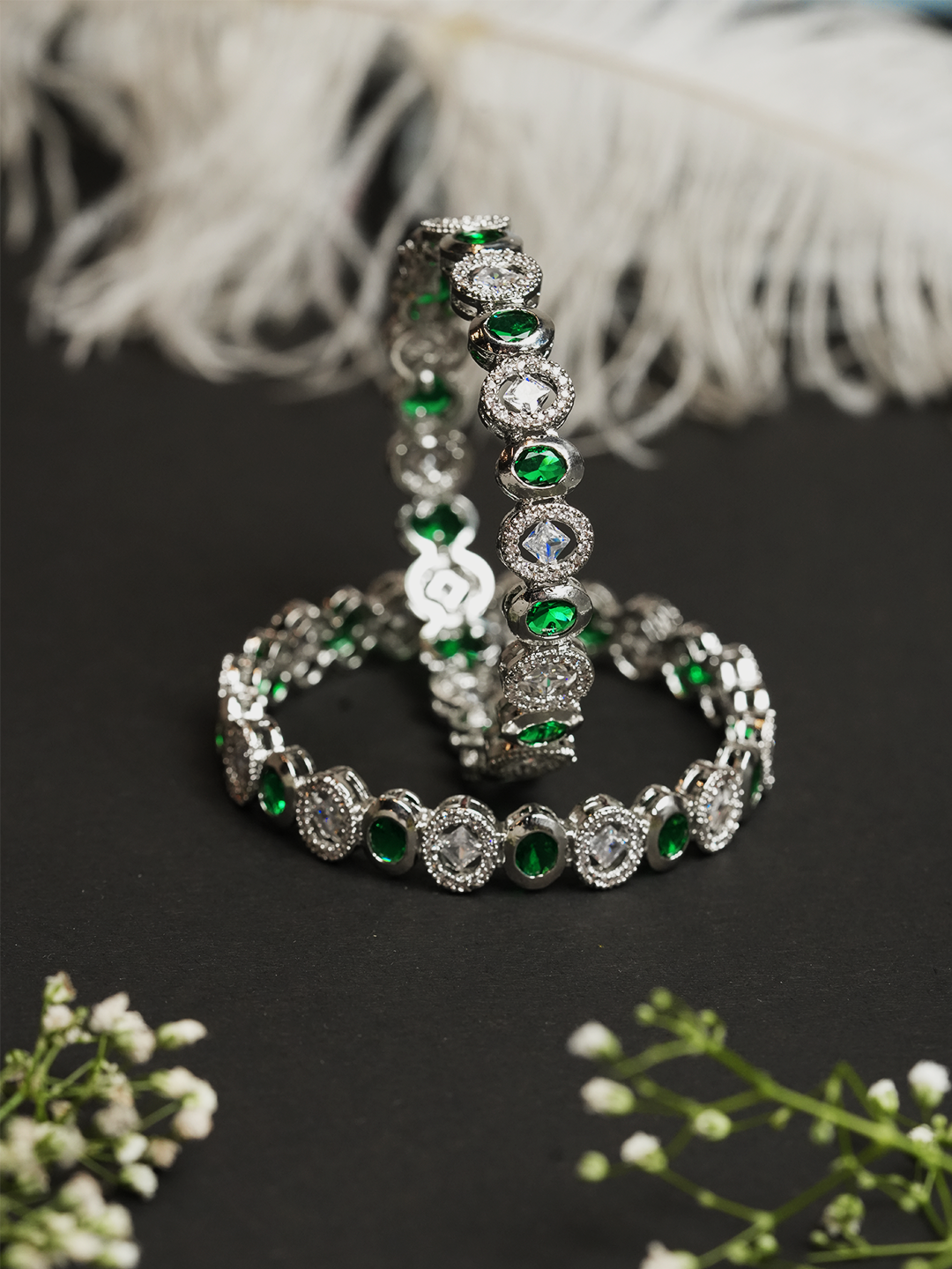 Green Stone AD Bangles