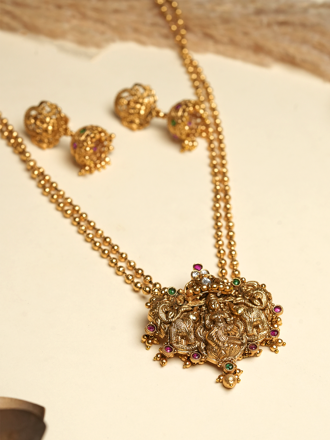 Lakshmi with Elephant Designer Pendant Set