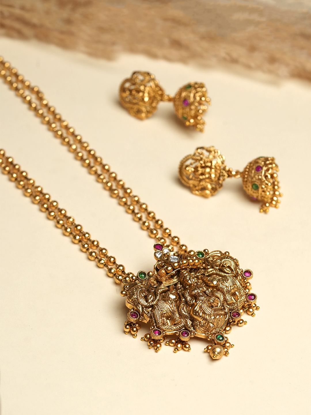 Lakshmi with Elephant Designer Pendant Set