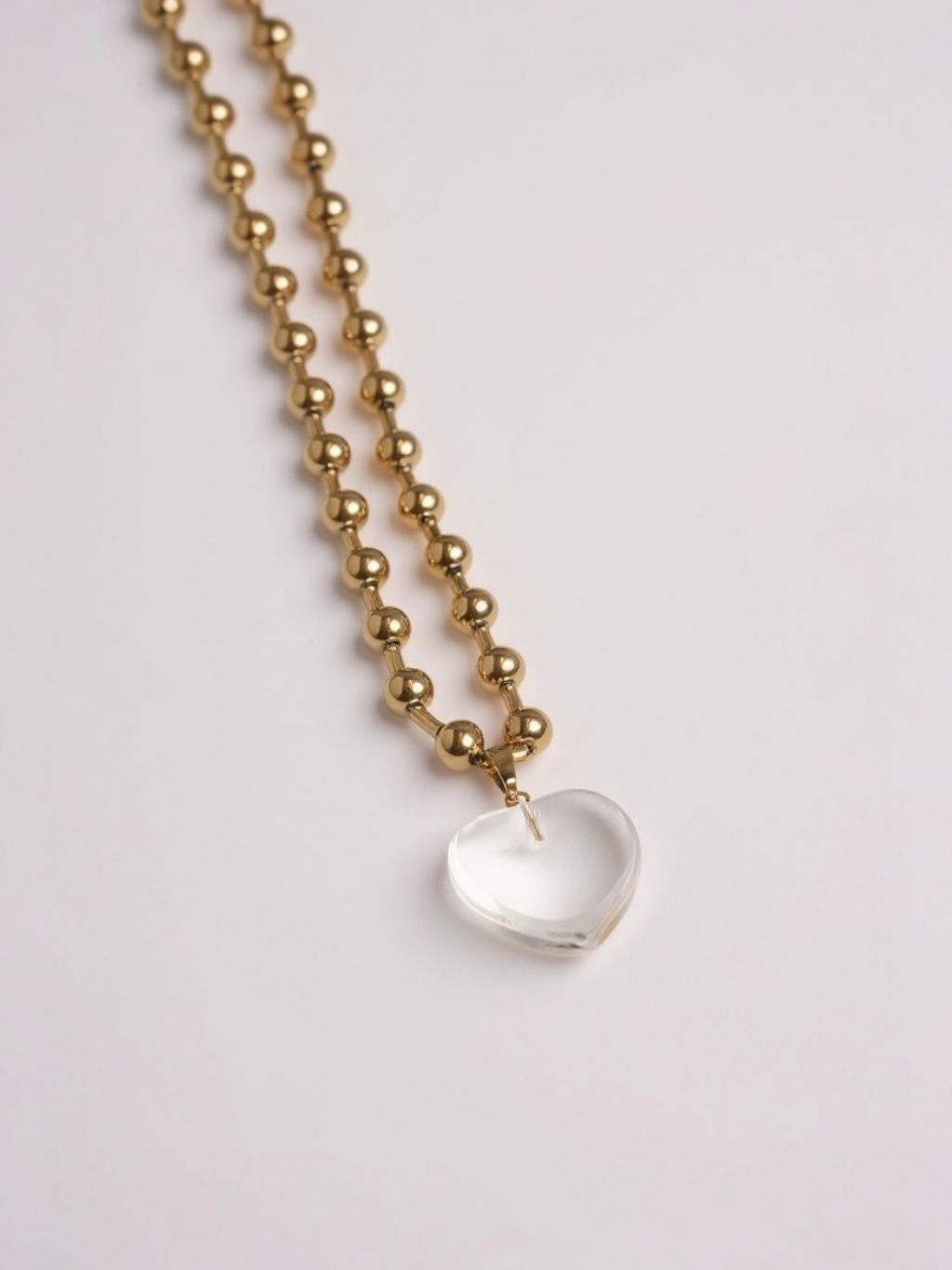 Transparent Glass Heart Pendant Necklace