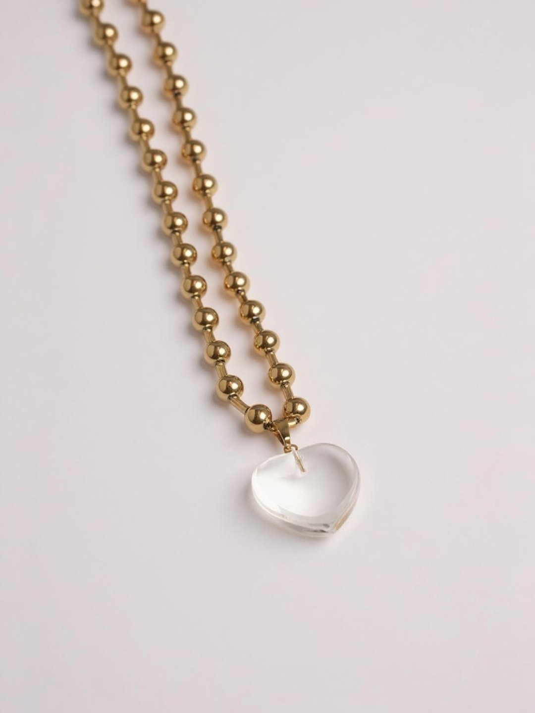 Transparent Glass Heart Pendant Necklace