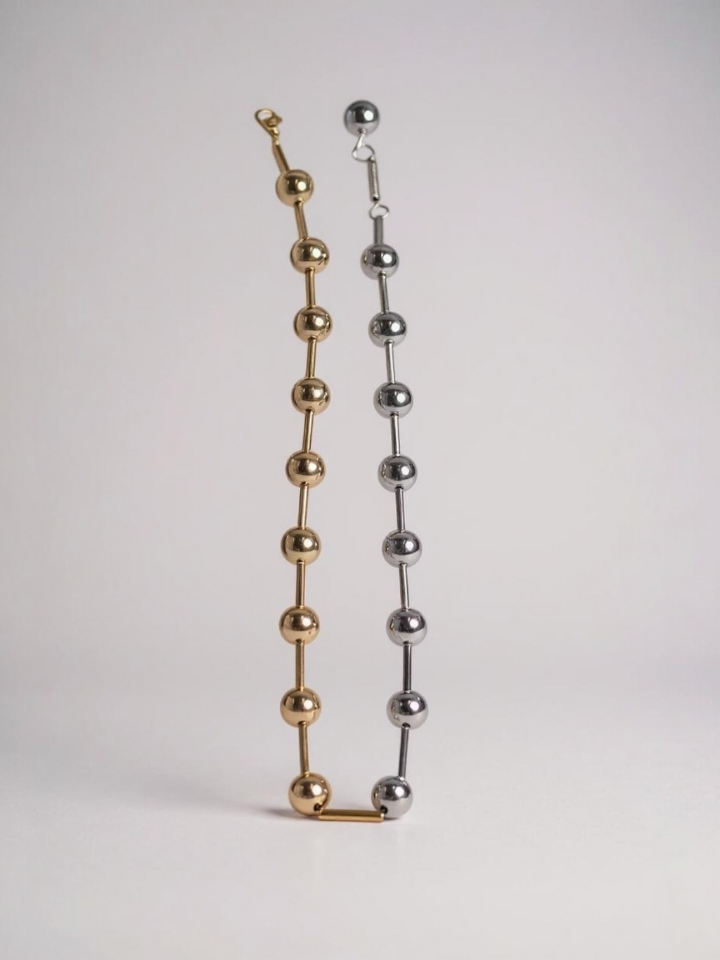 Gold Silver Color Block Steel Ball Necklace