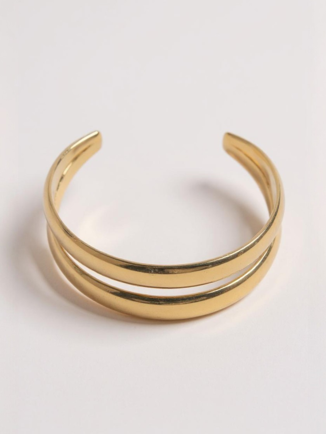 Chic 18K Gold Plated Double Layer Glossy Adjustable Cuff Bracelet