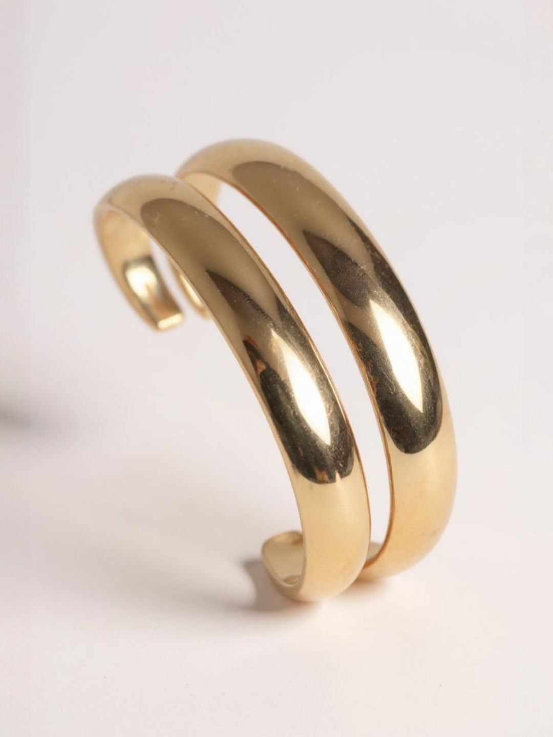 Chic 18K Gold Plated Double Layer Glossy Adjustable Cuff Bracelet