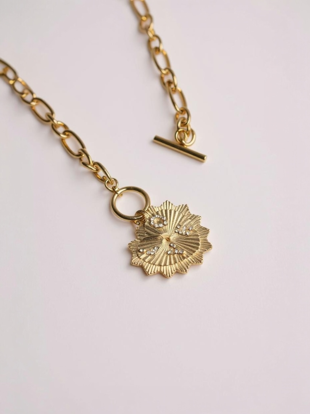 Ribbed Heart White Rhinestone Letter LOVE Pendant Necklace