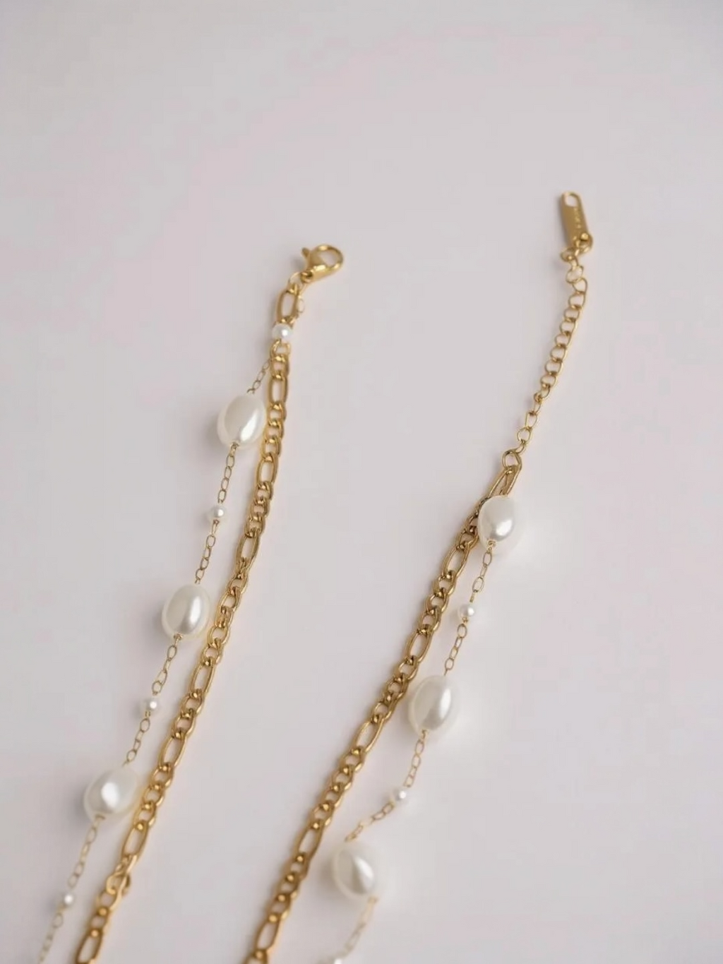 Double Layer Pearl Chain Necklace