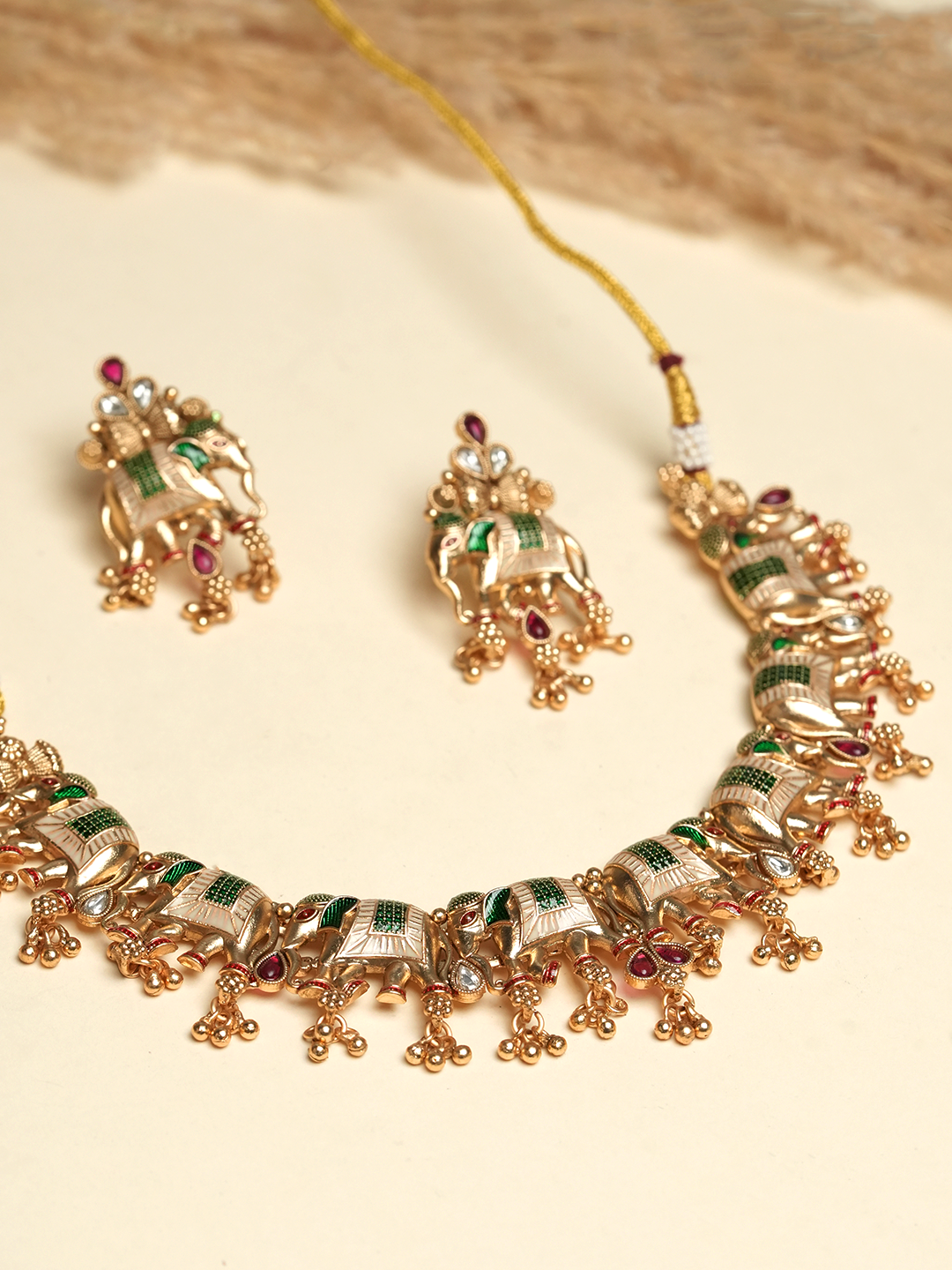 Meenakari Elephant Necklace