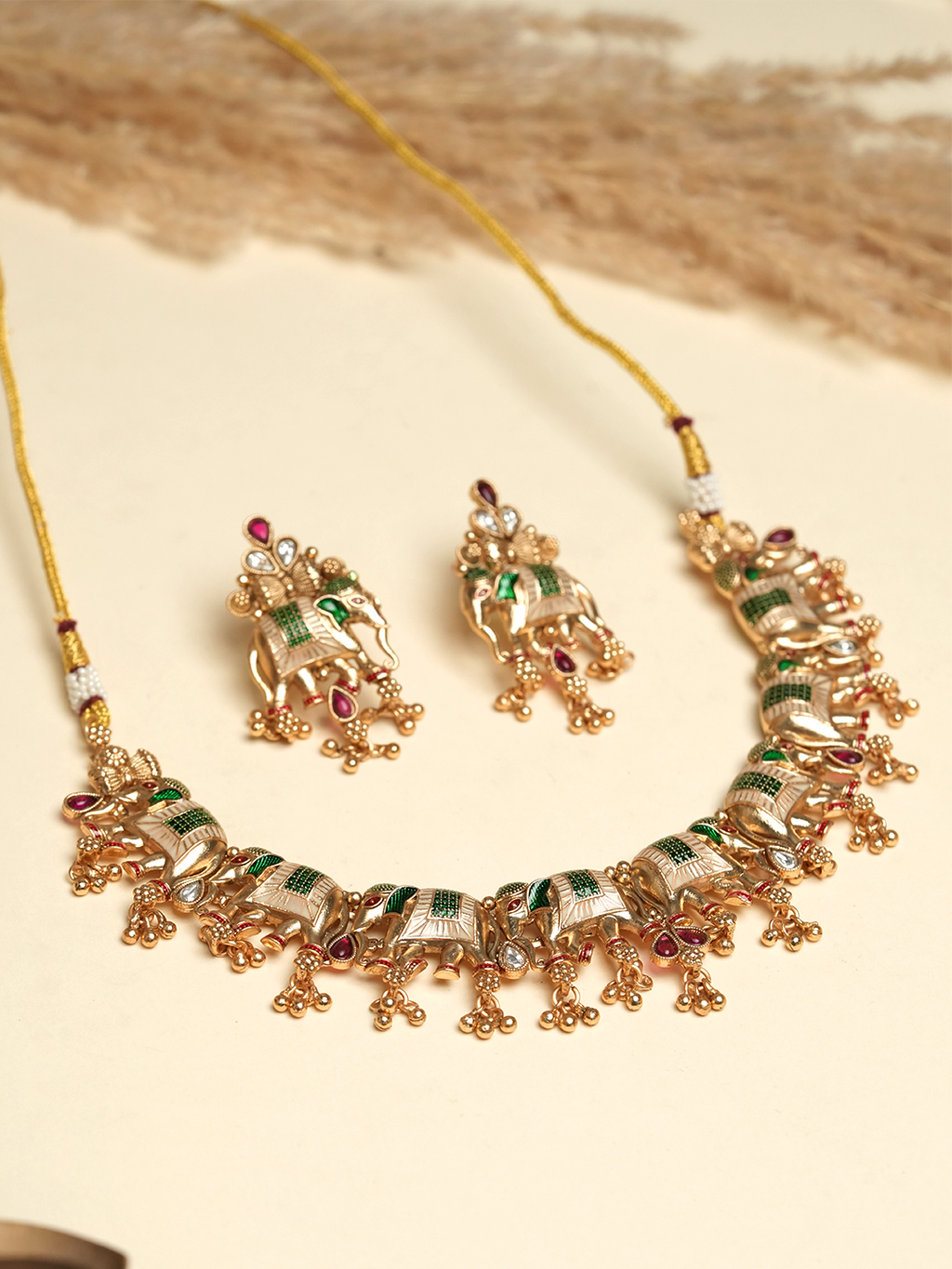 Meenakari Elephant Necklace