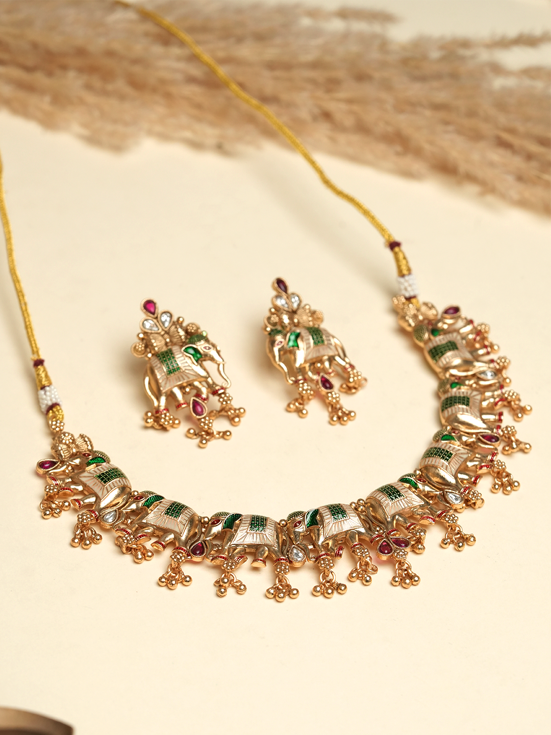 Meenakari Elephant Necklace