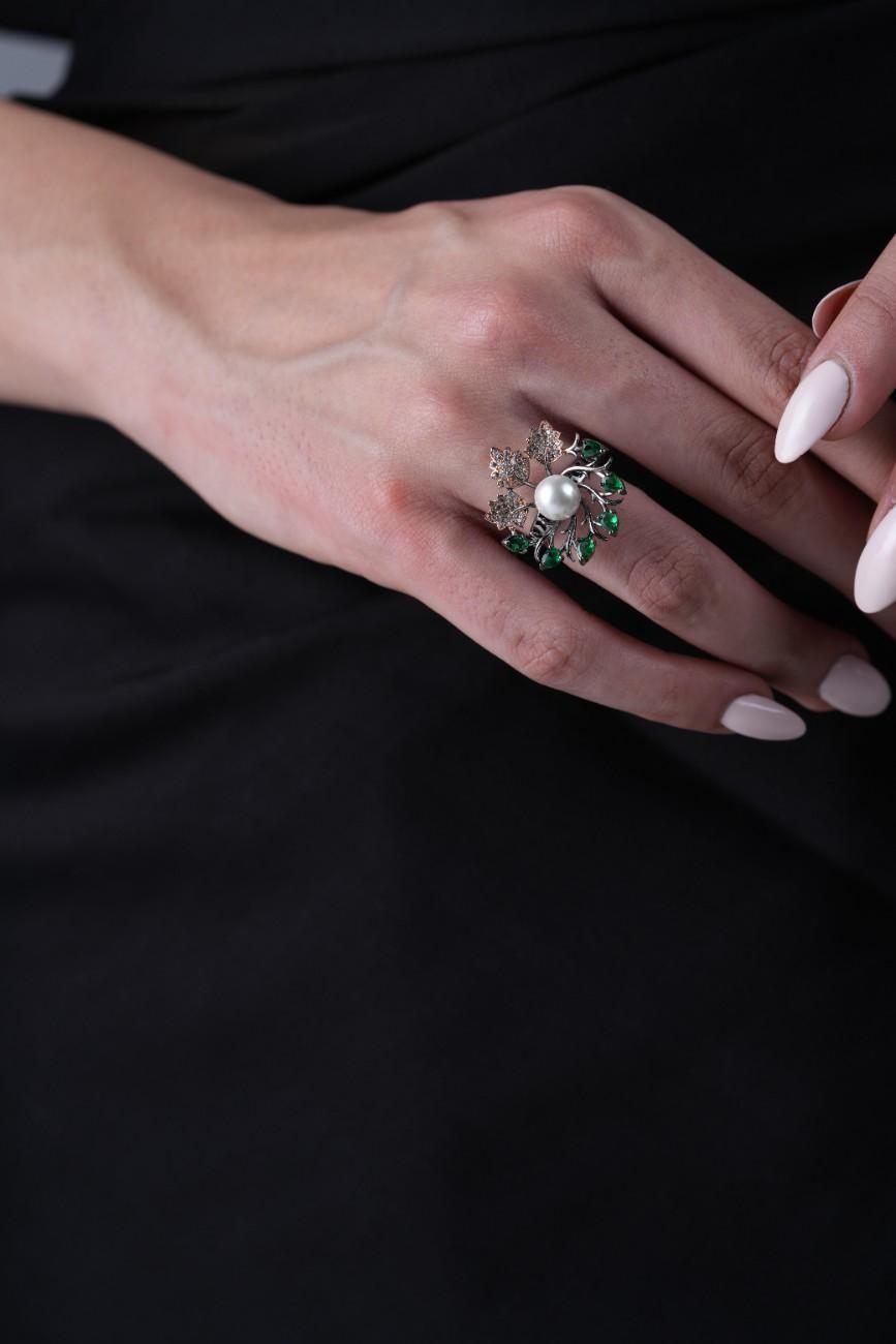 Green Black Polish Ring