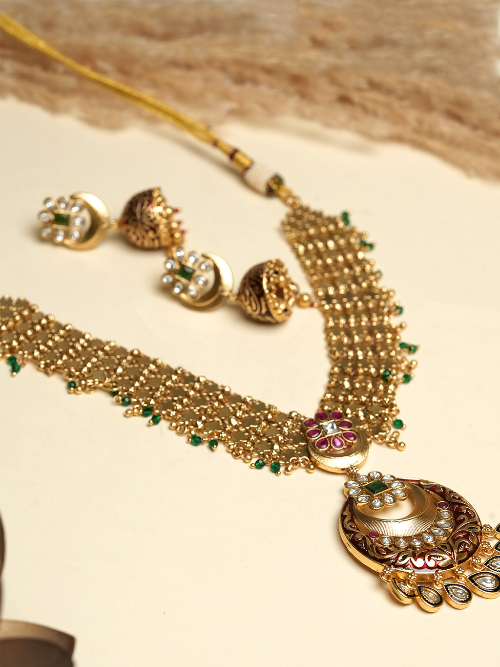 Red Designer Meenakari Necklace
