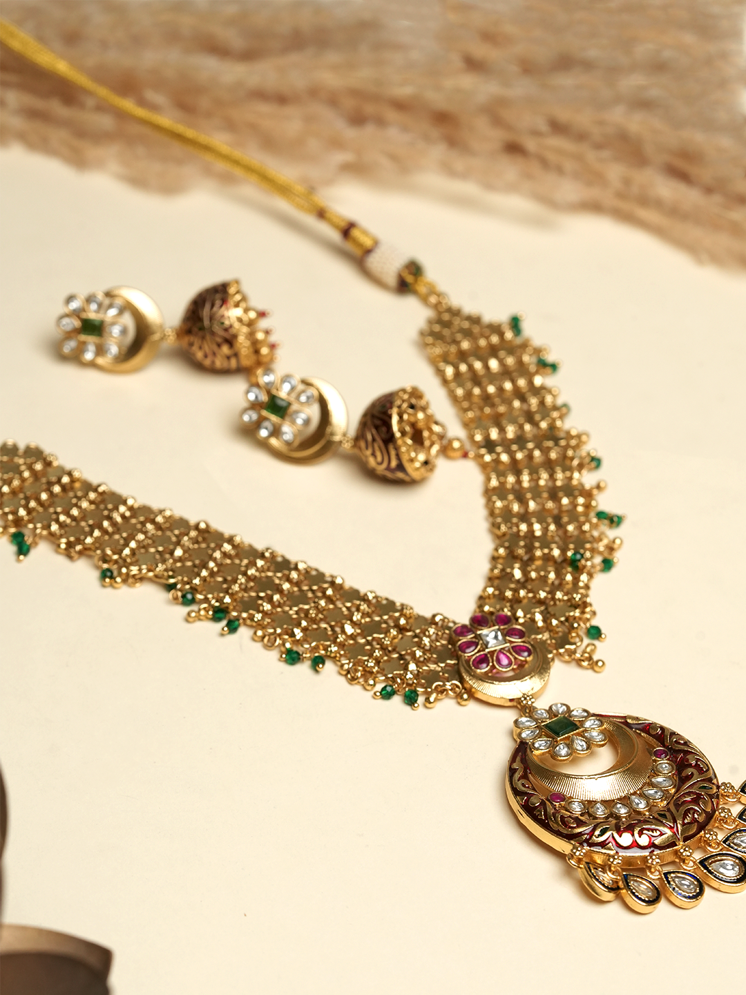 Red Designer Meenakari Necklace