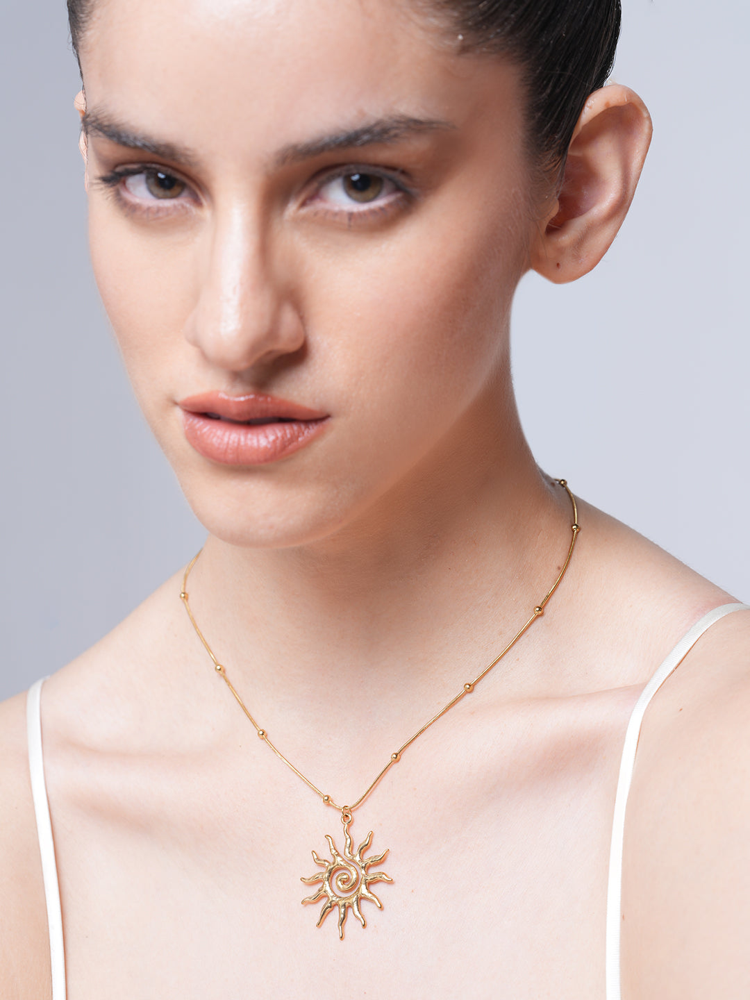 Spiral Sun Pendant Necklace