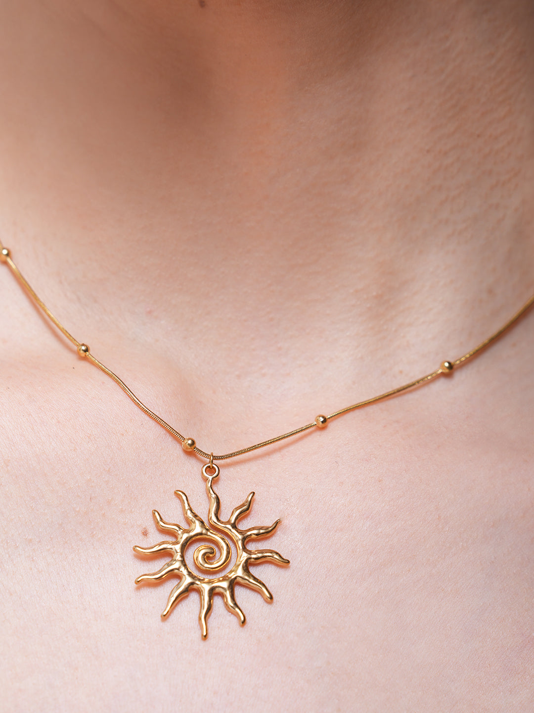 Spiral Sun Pendant Necklace