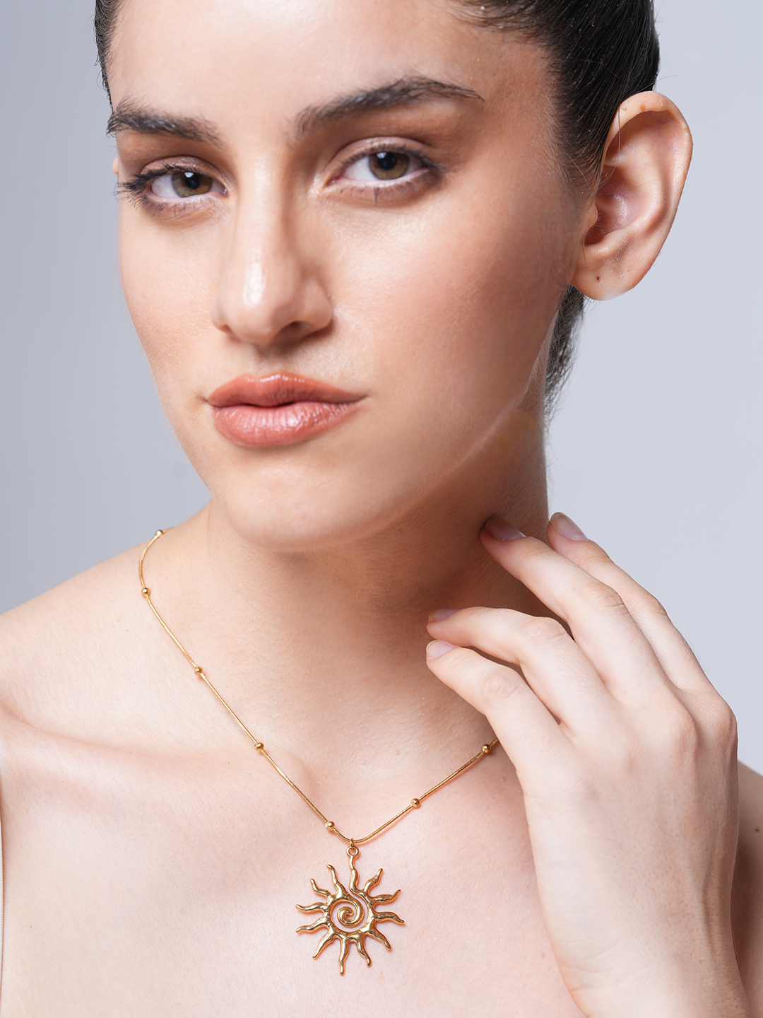 Spiral Sun Pendant Necklace