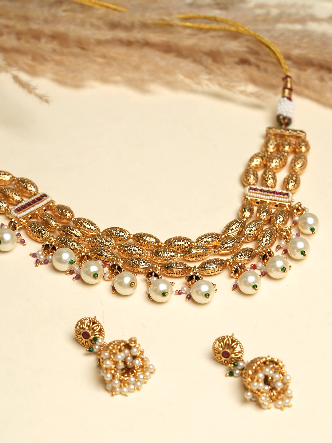 Designer Beaded Golden Necklace