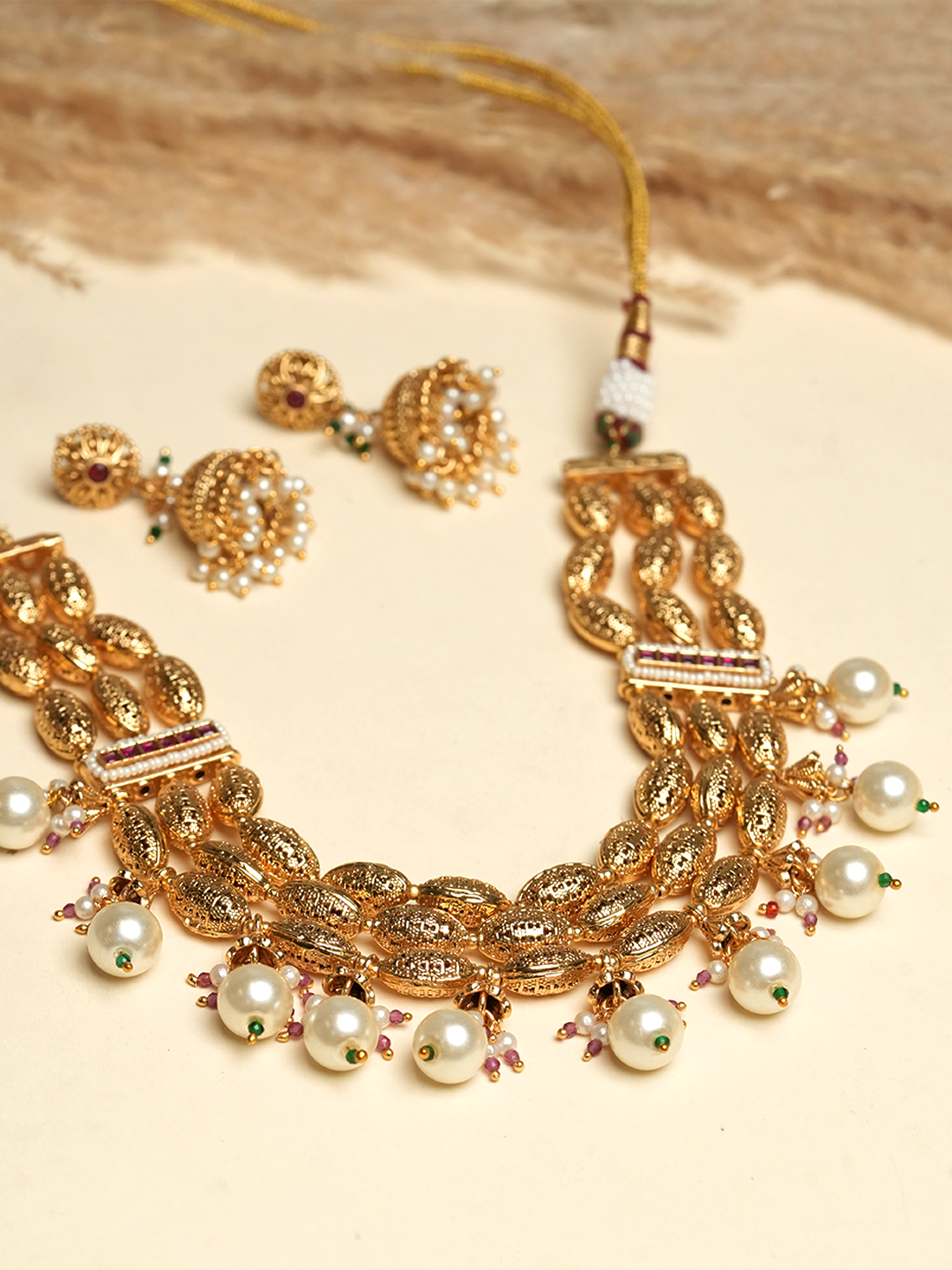 Designer Beaded Golden Necklace