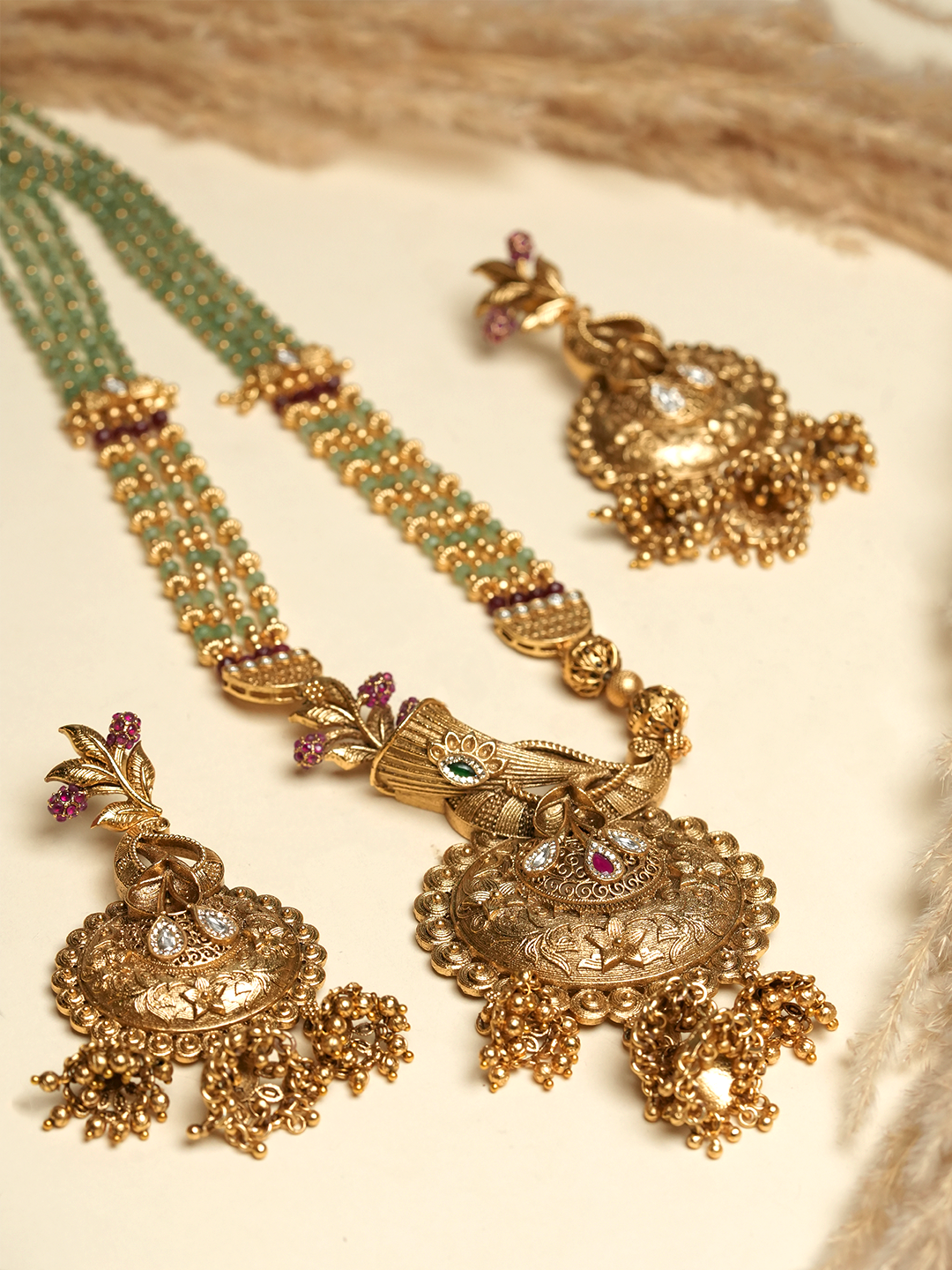Long Designer Antique Pendant Set
