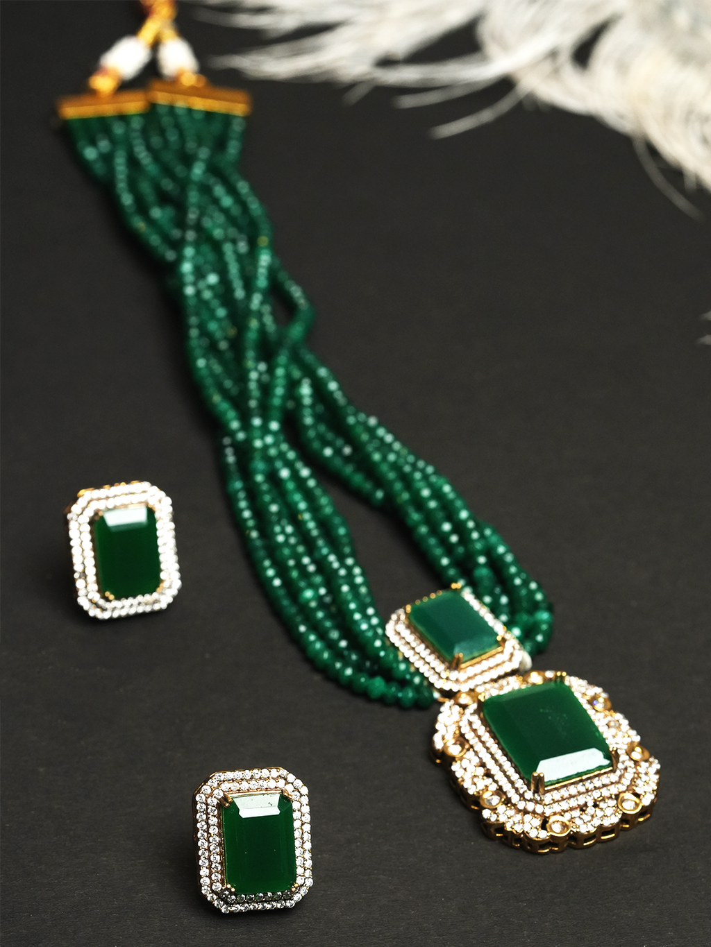 Designer Big Stone Pendant Set