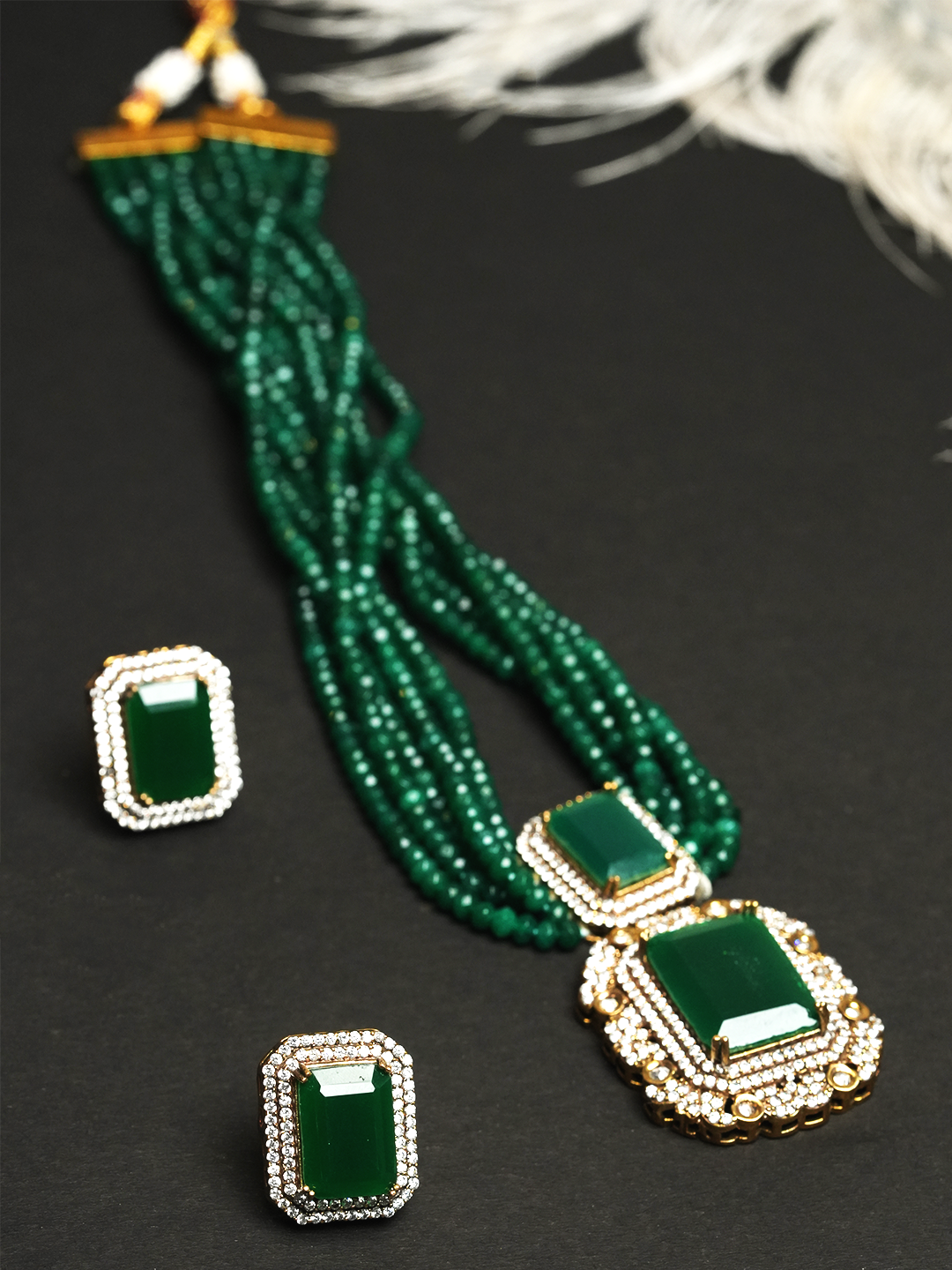 Designer Big Stone Pendant Set