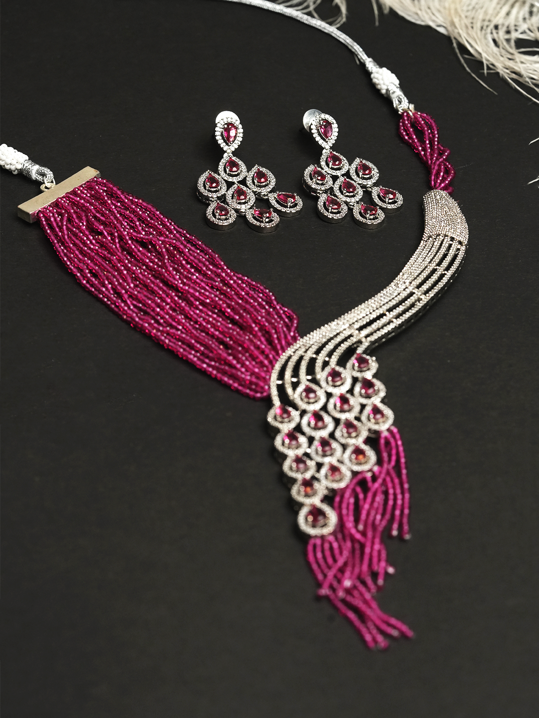 Pink Designer CZ Necklace
