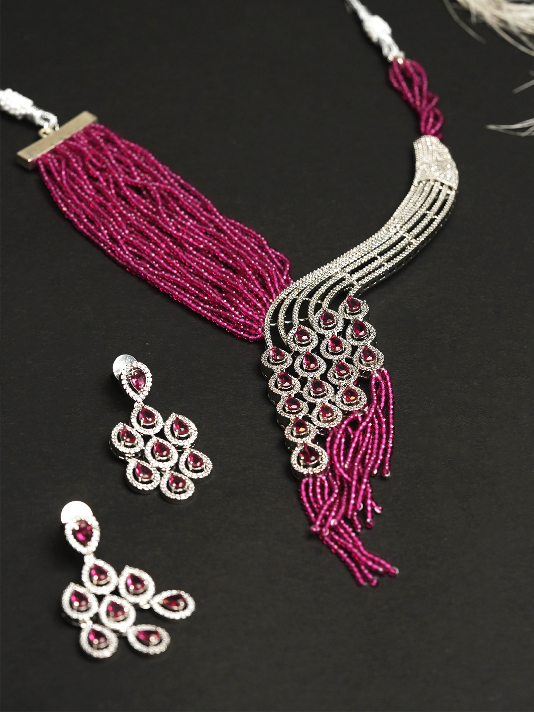 Pink Designer CZ Necklace
