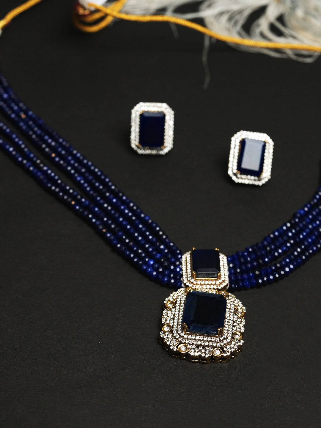 Designer Big Stone Pendant Set