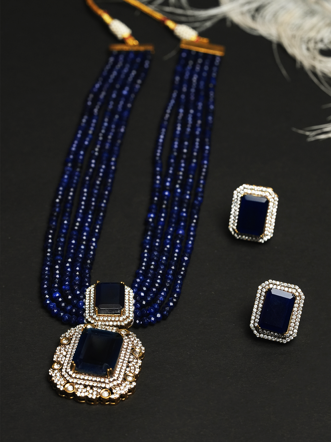 Designer Big Stone Pendant Set