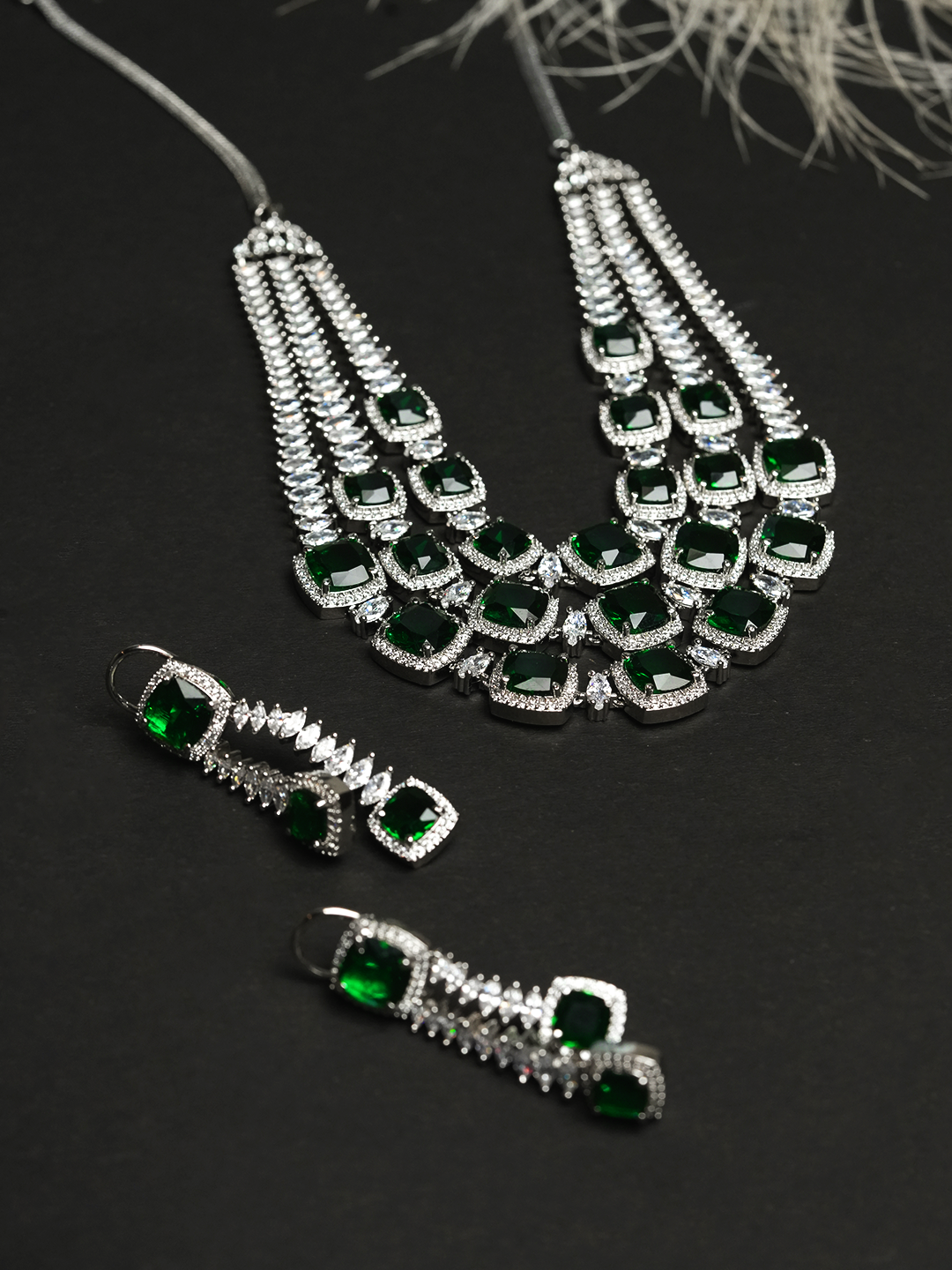 Designer American Diamond Triple Layered Necklace