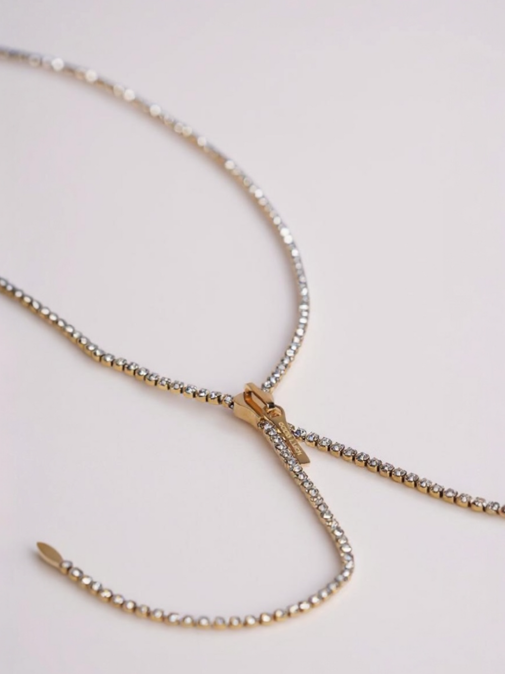 Cubic Zirconia Zip Chain Necklace