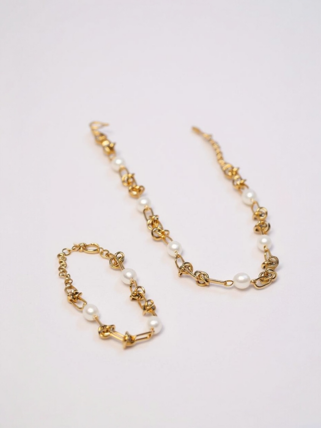 Natural Pearl Stainless Steel Chain with Bracelet