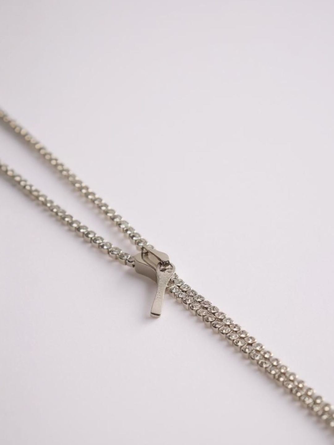 Cubic Zirconia Zip Chain Necklace