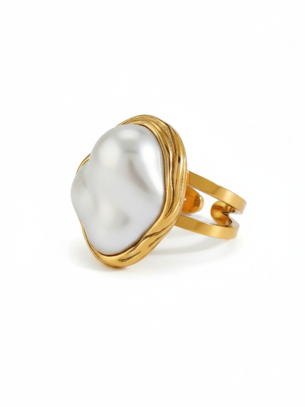 Big Baroque Pearl Open Ring