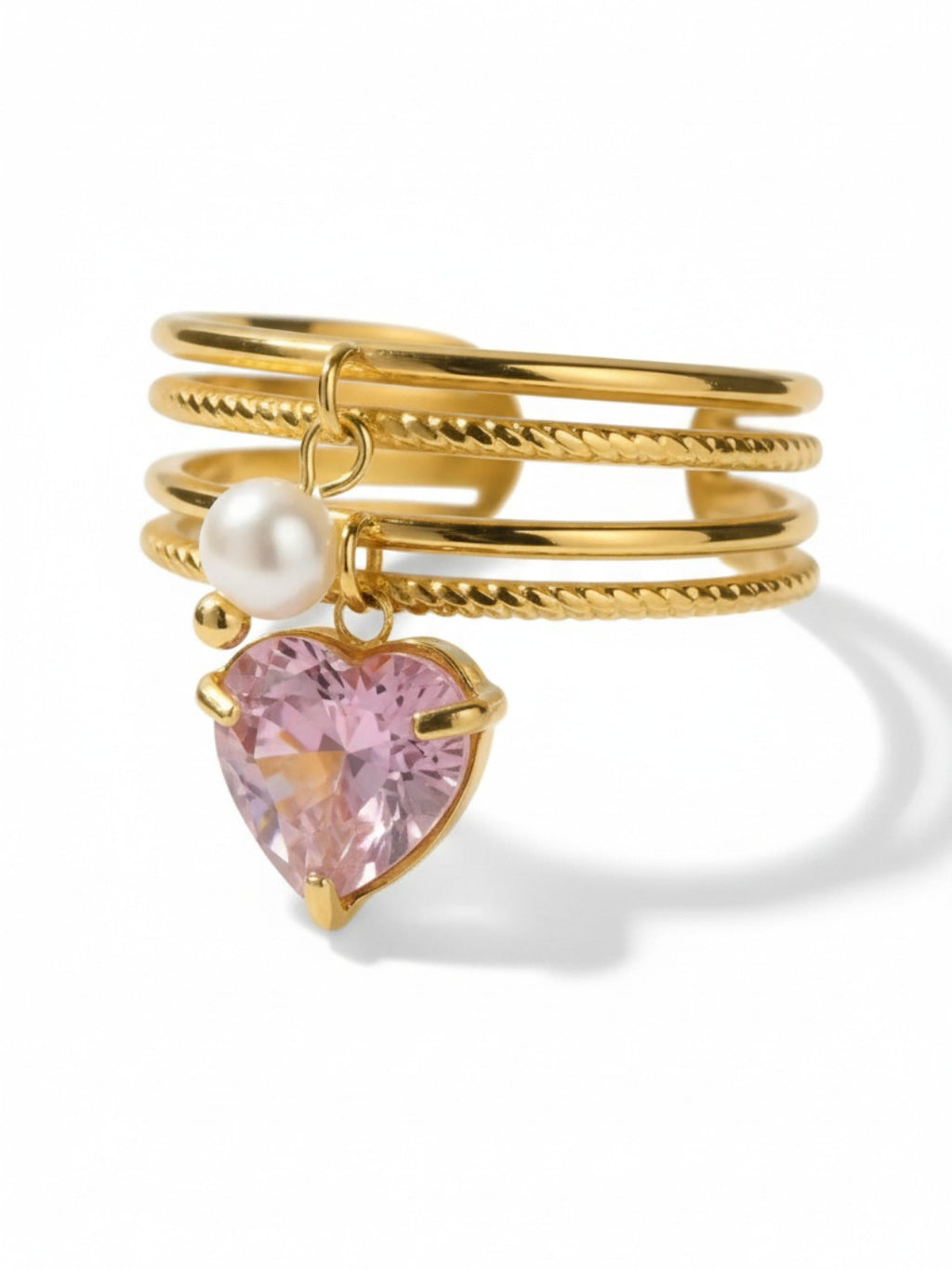 Pink Heart Charm Ring