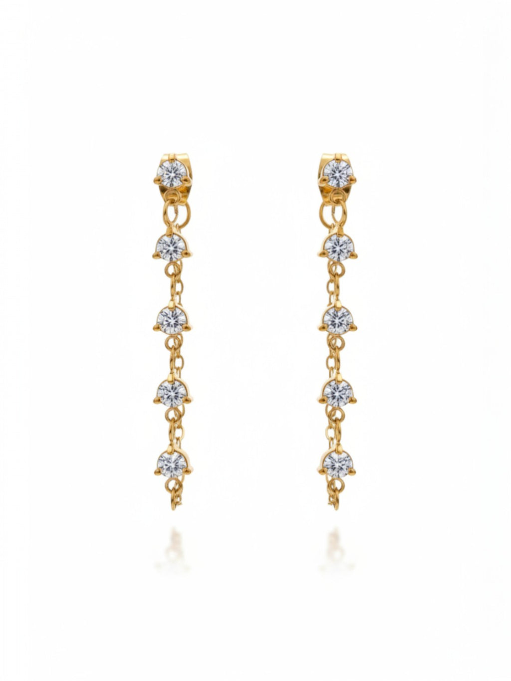 White Cubic Zirconia Chain Drop Earrings