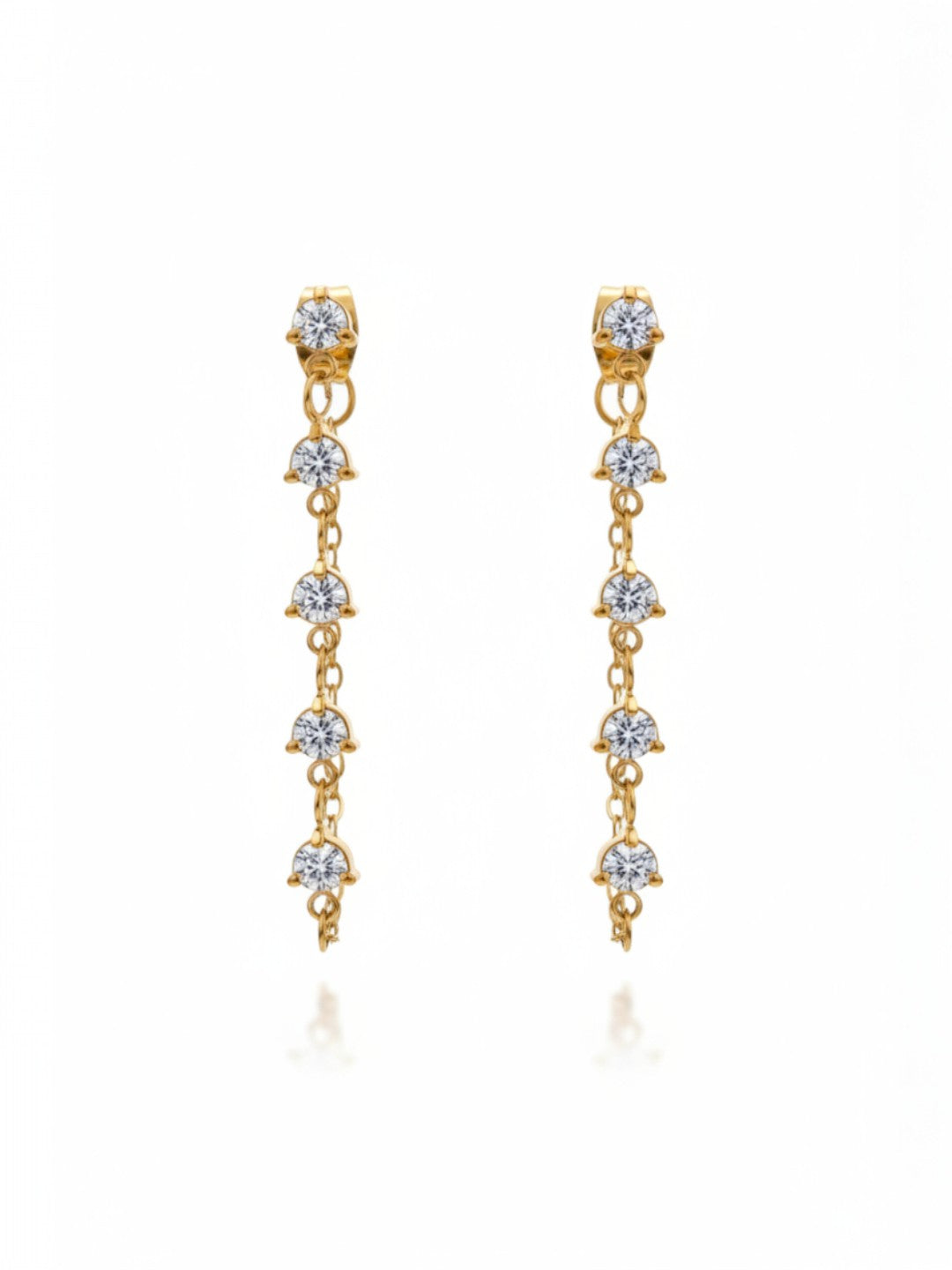 White Cubic Zirconia Chain Drop Earrings