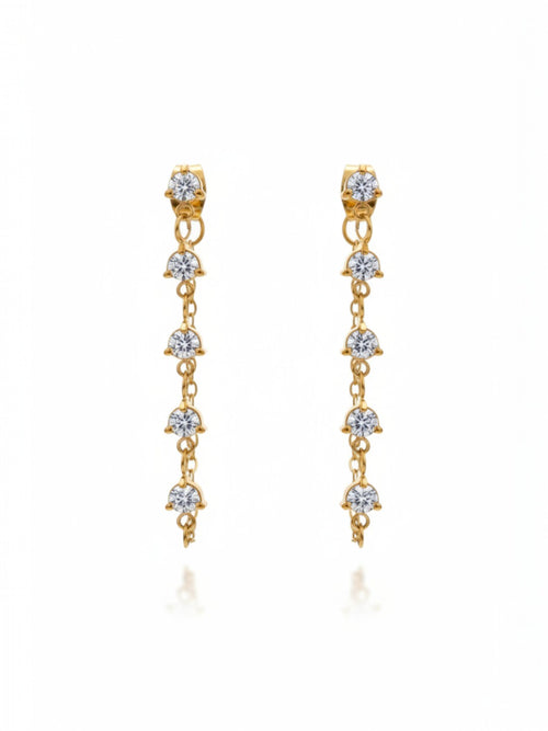 White Cubic Zirconia Chain Drop Earrings