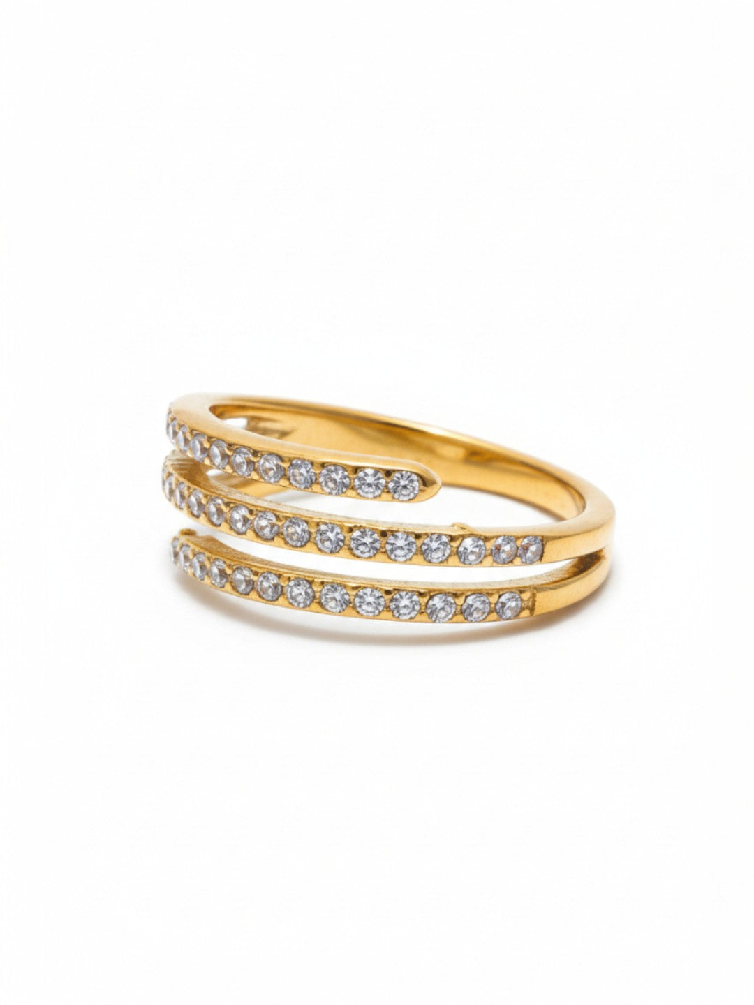 Shiny Cubic Zirconia Geometry Layered Ring Size 7